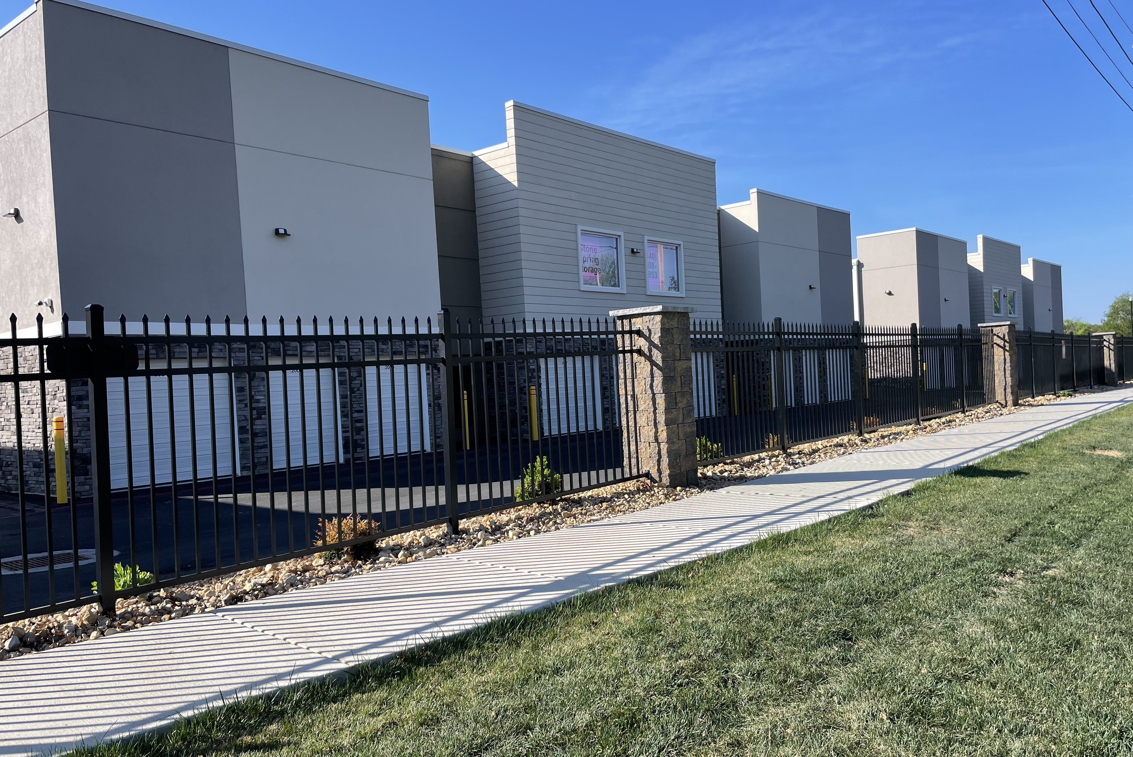 Front of Stone Spring Storage buildings behind the perimeter fence